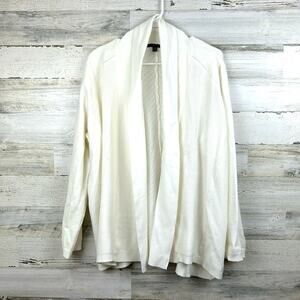 Cyrus Women’s Plus 1X White Soft Knit Pattern Long Sleeve Cardigan Sweater